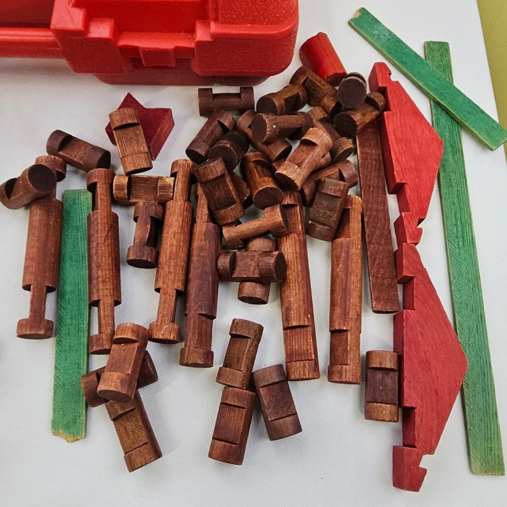 Vintage TinkerToy Wooden Building Set‎ Mixed Lot 1985 Lego Systems w Lego Case